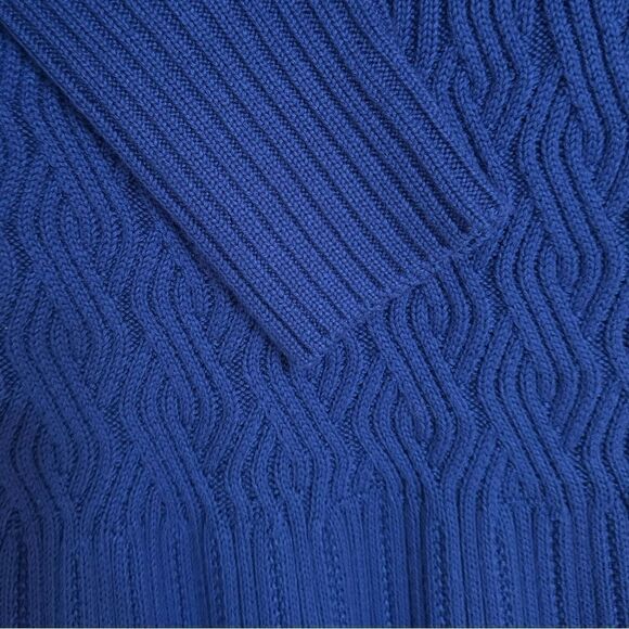 Eliza J Long Sleeved Cowl Neck Ribbed Knit Dress in Royal Blue Size S - Picture 8 of 8